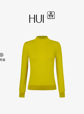 HUI卉100%绵羊毛双色可选卷边领套头基础款修身版针织衫毛衣