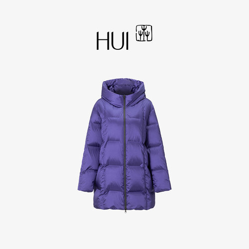 HUI卉90白鹅绒茄皮紫加厚羽绒服