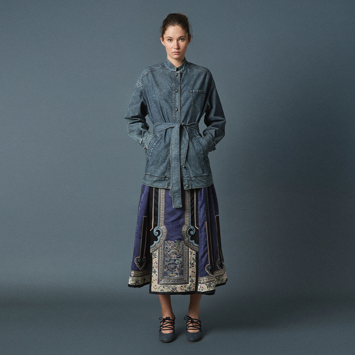 HUI卉琉璃瓦蓝非遗刺绣植物纹中式老钱马面裙半身裙2026春新款,女装/女士精品,汉服半身裙,淘宝优惠券,粉丝福利购,淘宝优惠卷