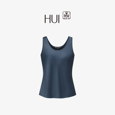 HUI卉墨夜青缎面醋酸X型廓形背心