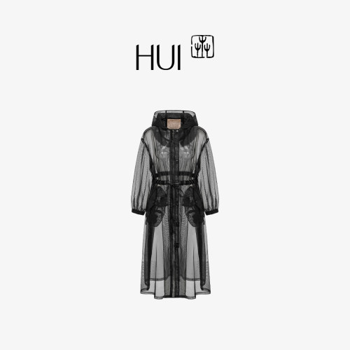 HUI卉丝光网纱透视设计运动外套