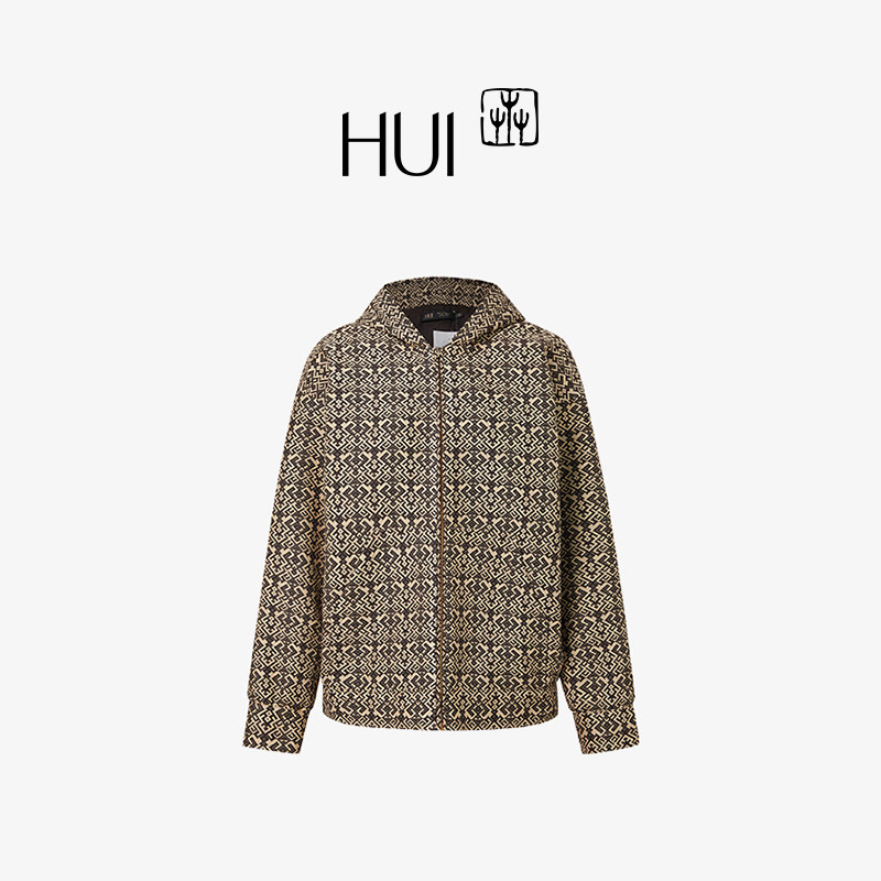 HUI卉非遗苗族土布万字纹样连帽落肩袖直筒拉链卫衣休闲时装外套,女装/女士精品,短外套,淘宝优惠券,粉丝福利购,淘宝优惠卷