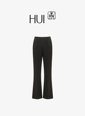 HUI卉罗缎醋涤斜纹肌理微喇经典版长裤简约修身休闲裤女2025新款