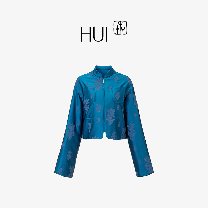HUI卉36mm真丝凤鸟方胜棉服外套