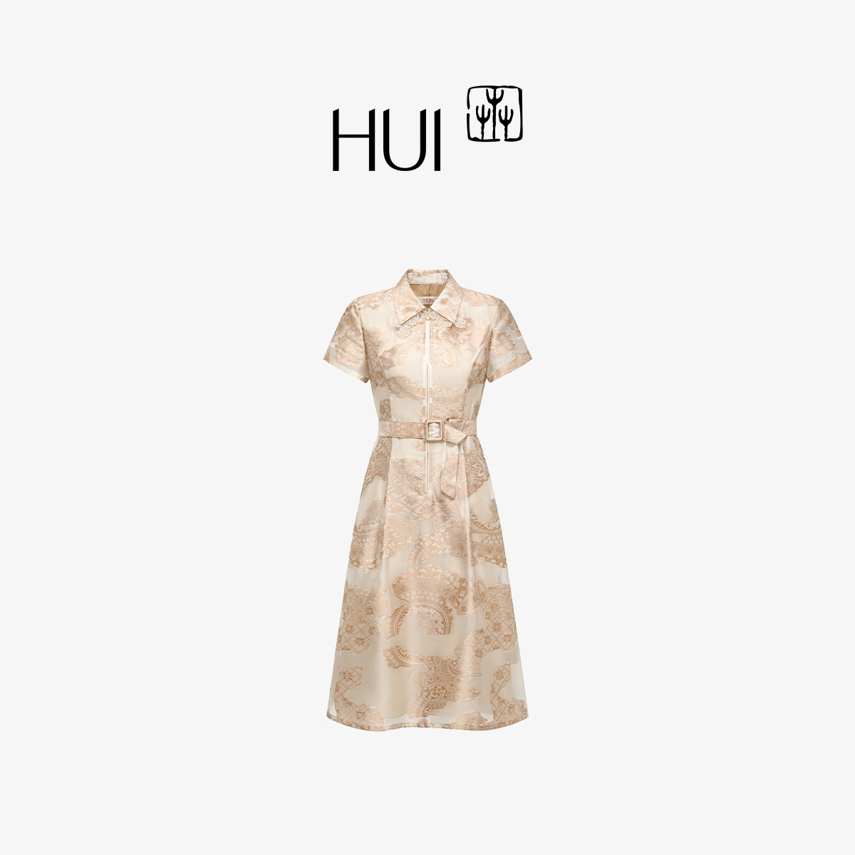 HUI卉苗韵蓝花蕾非遗蜡染连衣裙