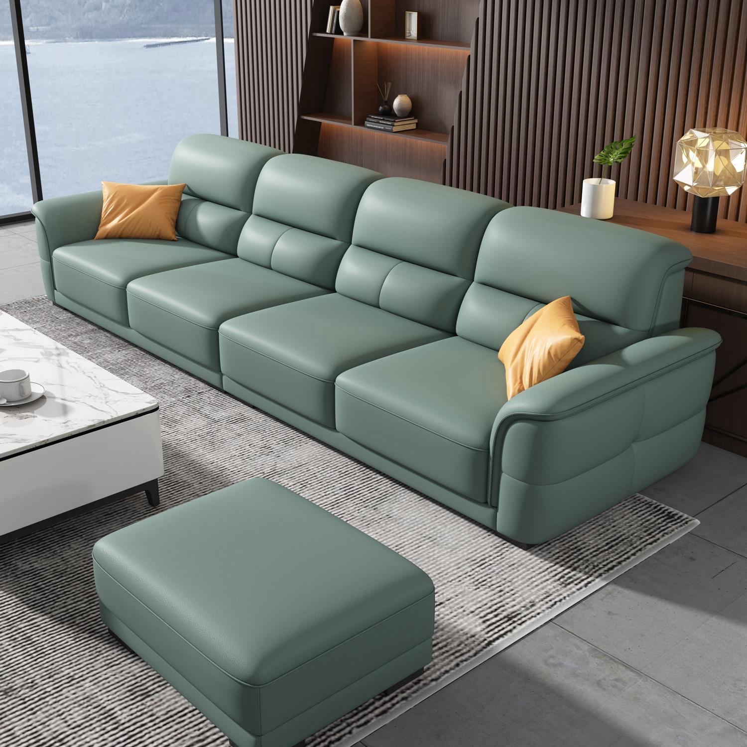 双虎家私真皮沙发头层牛皮现代简约三四人位大小户型客厅直排皮艺