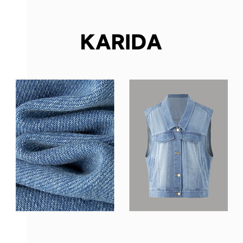 珂芮达Karida【晨曦初露】宽松轻薄水洗浅蓝牛仔马甲