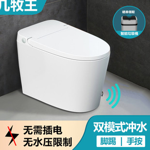 无水箱脚踢式 非智能家用马桶小户型无水压限制虹吸式 普通坐便器