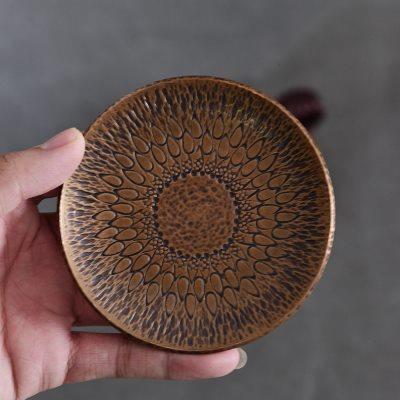 纯手工紫铜杯垫雕刻铜质隔热垫茶道茶托杯托铜垫子功夫茶具零配件