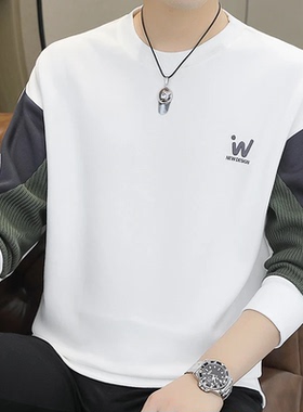 高档卫衣男春秋时尚上衣帅气宽松打底百搭长袖体恤品质男装35852