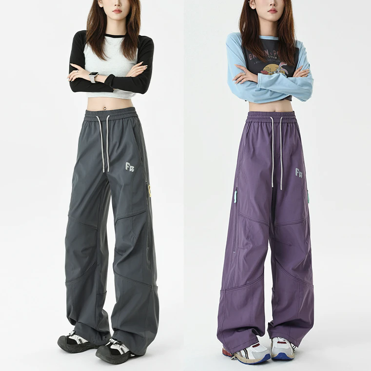 机能防风防水冲锋裤男女同款潮牌秋冬季加绒加厚宽松直筒工装裤子