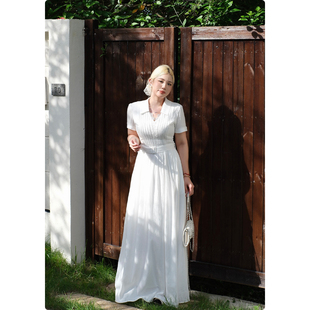 蕾丝边连衣裙夏季 糯米子 法式 2026新款 收腰显瘦微胖裙子 茉莉奶白