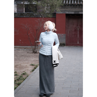 糯米子 一步半身裙直筒高腰显瘦垂坠感半身裙裙子 遛弯懒懒裙