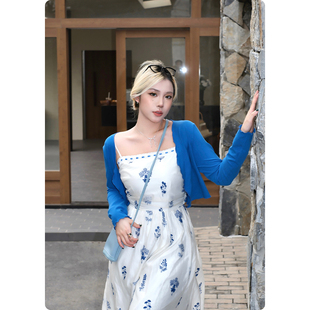 外套微胖mm外搭防晒罩衫 糯米子 女2026新款 针织开衫 上衣 蔚蓝小衫