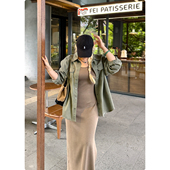 宽松翻领按扣工装 通勤 衬衫 外套春季 上衣 糯米子 宽松长袖 四季