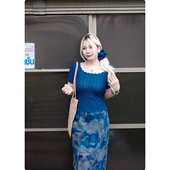 显瘦坑条针织短袖 春夏高分基础款 上衣 海岛少女上衣 糯米子