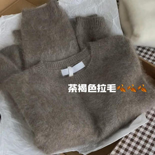 氛围感套头针织衫 CHAO级推荐 老钱风茶褐色羊毛拉绒毛衣女秋冬季