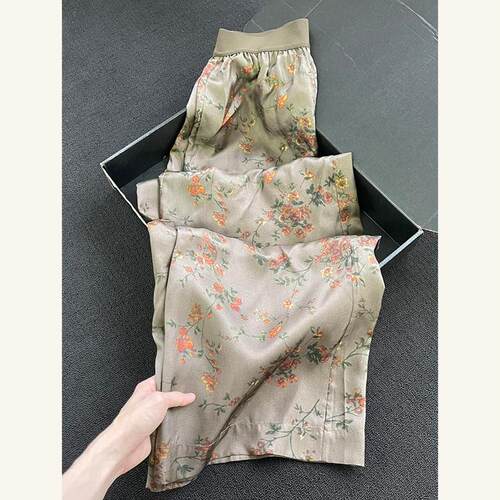 今年流行的爆款裤子女款春夏欧货复古时髦松弛感直筒碎花休闲长裤