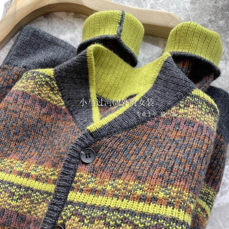 成熟の大订单！！渠道货，独特拼色设计~慵懒感加厚针织开衫毛衣