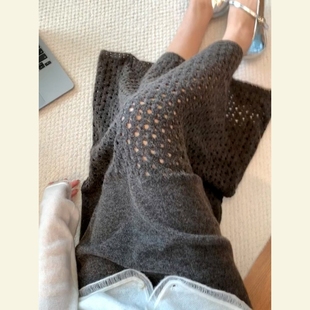 深圳南油轻奢高端货 高腰显瘦a字裙独特漂亮超好看灰色半身裙秋冬