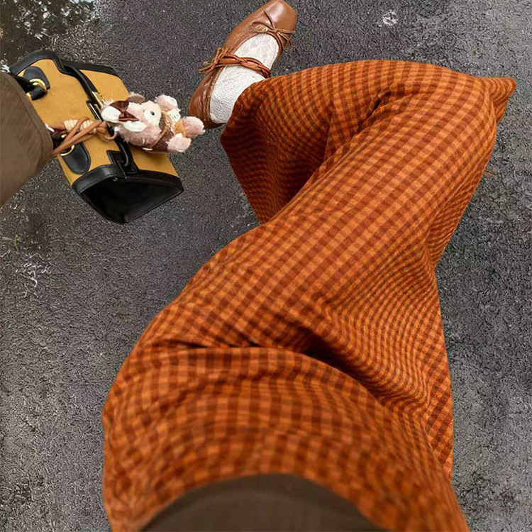 2025秋冬女装韩系时尚设计感气质宽松显瘦高腰格纹A字半身裙长裙