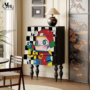 法式奶油风实物五斗柜客厅卧室收纳储物柜覆古彩绘艺术定制抽屉柜