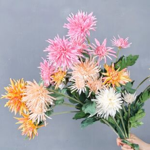 仿真蟹爪菊高档植毛花蟹爪菊家居装饰球菊花软装花艺手感仿真花