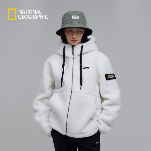 国家地理COSTONI户外休闲通勤保暖情侣经典连帽摇粒绒外套