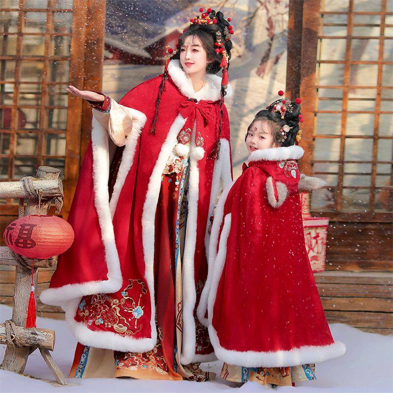 【马上有钱】汉服女齐胸唐制仙气秋冬款国风披肩斗篷亲子款拜年服,女装/女士精品,汉服套装,淘宝优惠券,粉丝福利购,淘宝优惠卷