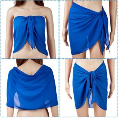 summer women solid sarong swimsuit coverups beach bikini