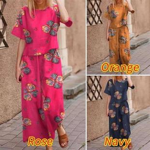 two ladies floral fashion summer casual piece print women
