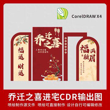 乔迁之喜新居布置装饰新房入宅搬家背景墙kt板CDR设计素材QQ07