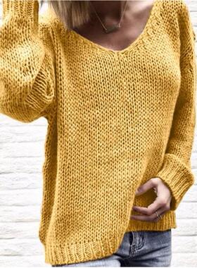 Women's sweater women's knitted moderate urban casual V-neck