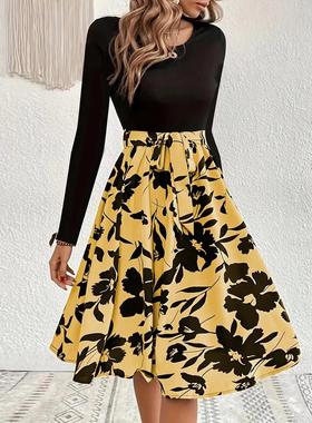women dress figure-flattering elegant floral -line stylish