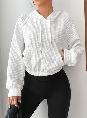 and trend winter waffle over jacket womens ins sense hooded