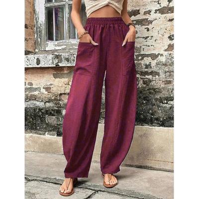 cotton pocketed linen daily pants pants harem trousers