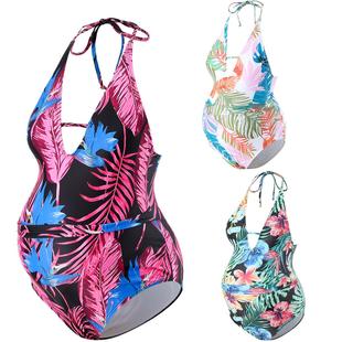 Halter swimsuit for pregnant women slim backless one-piece