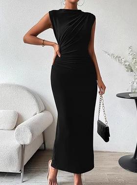 Solid waist hems trousers high nine-point with womens slit