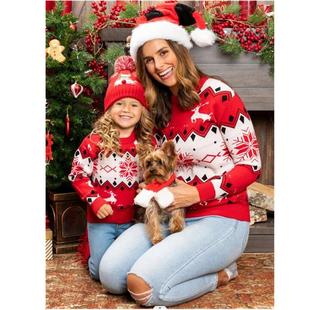 ladies Christmas jacquard childrens outfit sweater