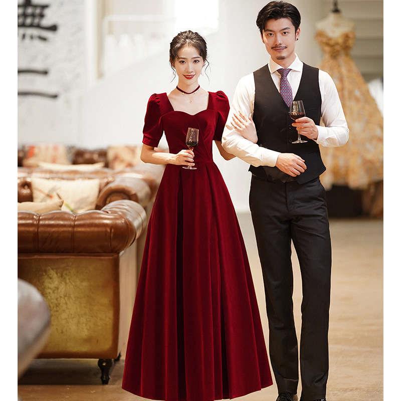 Burgundy bridal toast dress can usually be worn as a