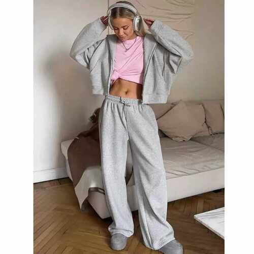 连帽拉链开衫卫衣裤子休闲运动套装女 Zipper hooded sports suit