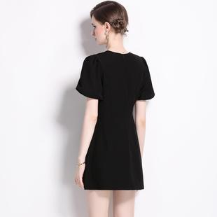 Skirt A-Line Waist Slim Black Skirt Short Womens Dress