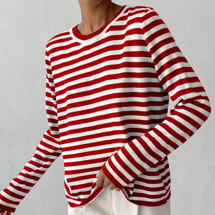 popular elegant stripe winter pullover womens outfit shirt