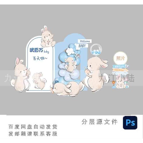 彼得兔宝宝宴生日派对舞台背景PSD素材设计素材源文件