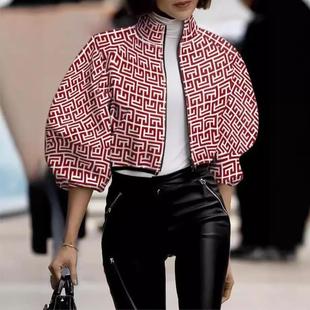 floral jacket for women spring summer stylish stand collar