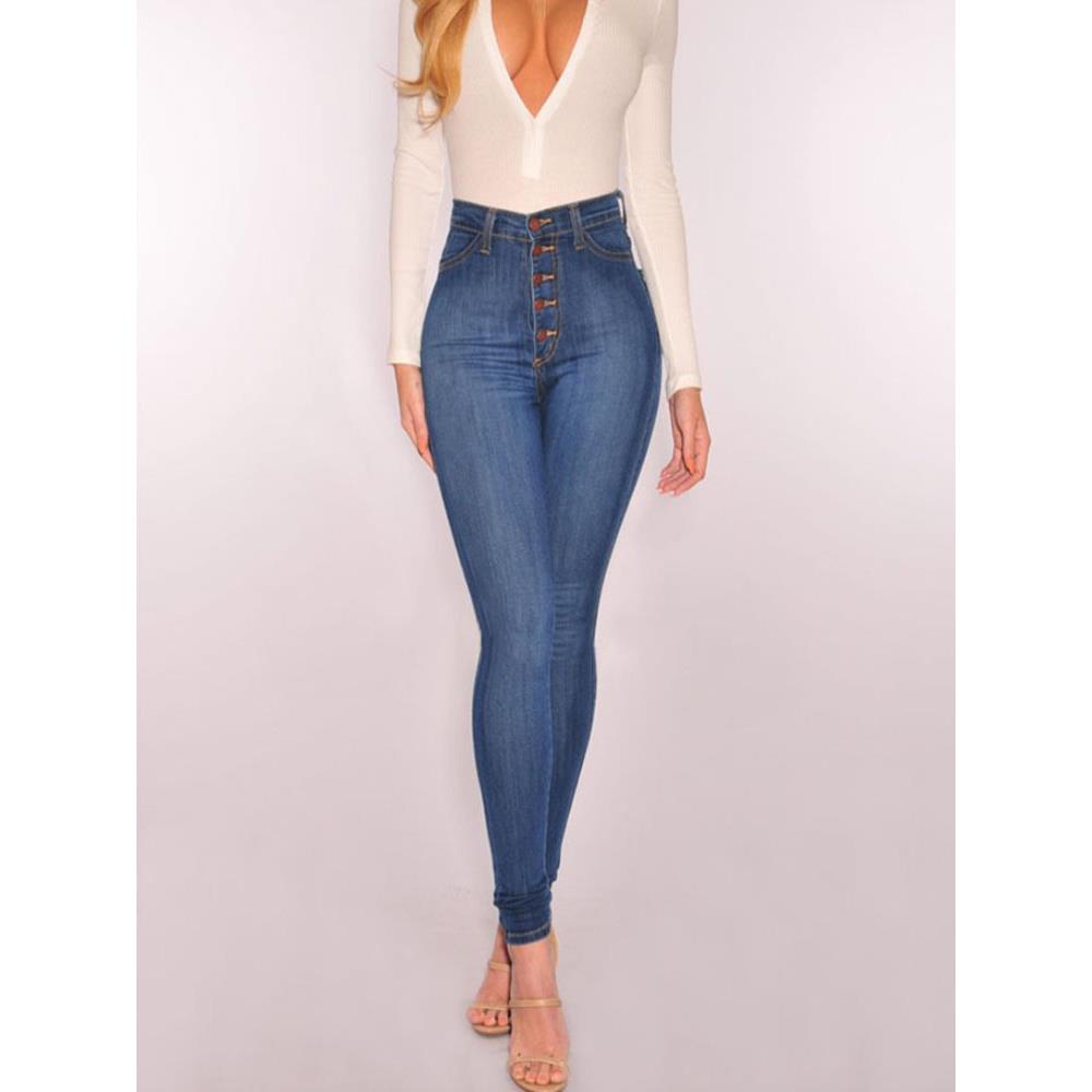 Washed trousers jeans for pencil dark elastic slim