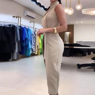 piece two fake dress sleeveless skirt slit ruched detail