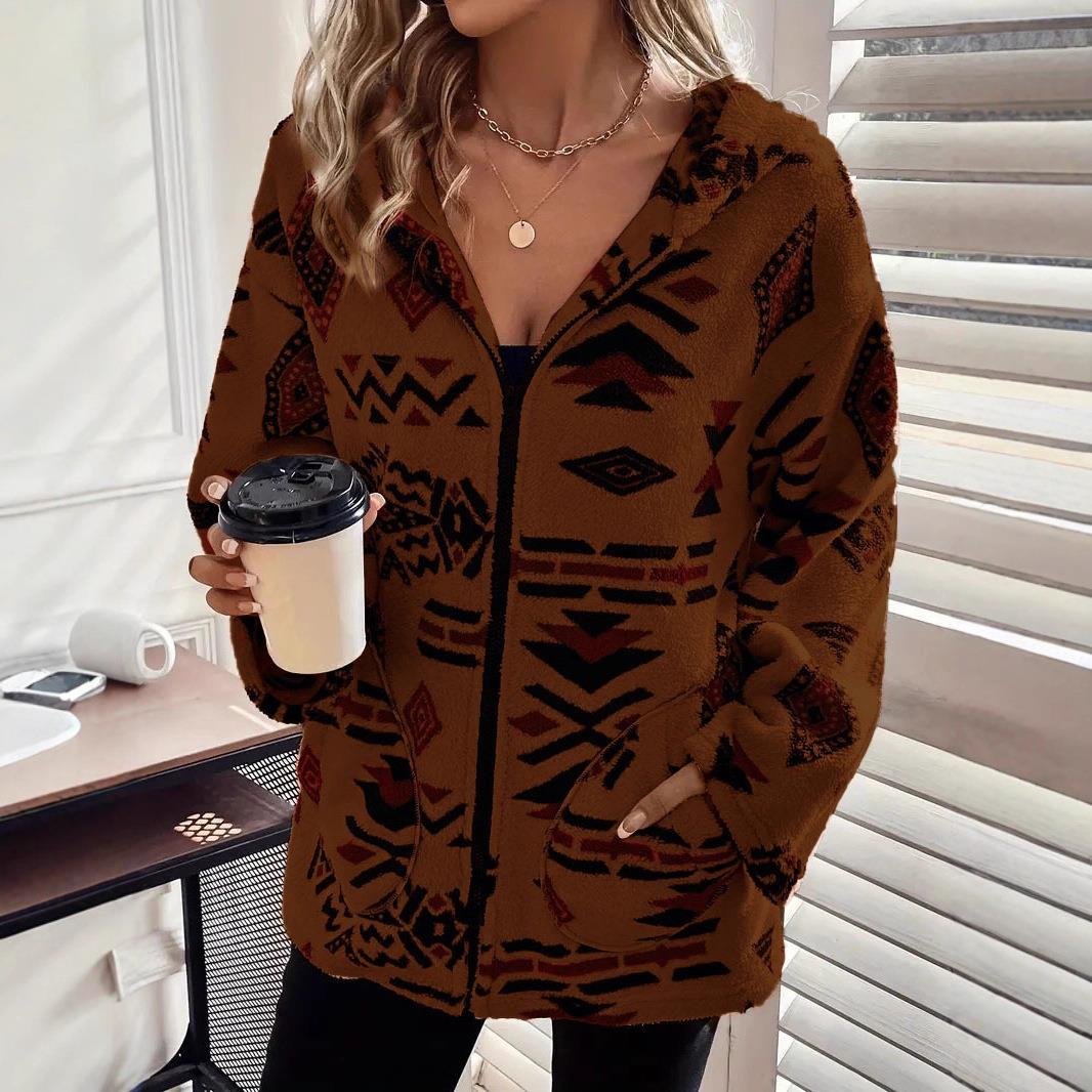 women for jacket sweater cardigan plush totem size large