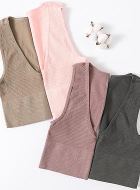 Fashionable navel-baring V-neck womens vest underwear deep