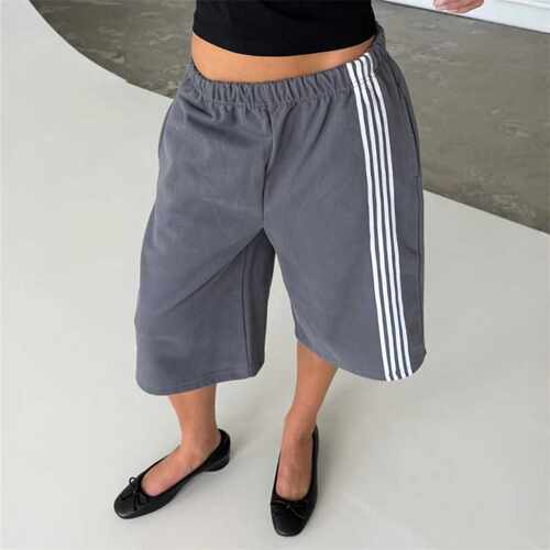 欧美时尚休闲宽松工装五分裤阔腿裤女 Casual Loose Shorts Pants